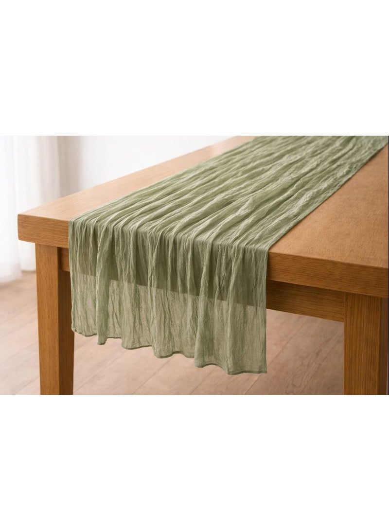 Pleated Gauze Bohemian Table Runner for Ramadan decor, Wedding Decor, Country Style Dining Table, Parties & Restaurant Decoration - Image 3